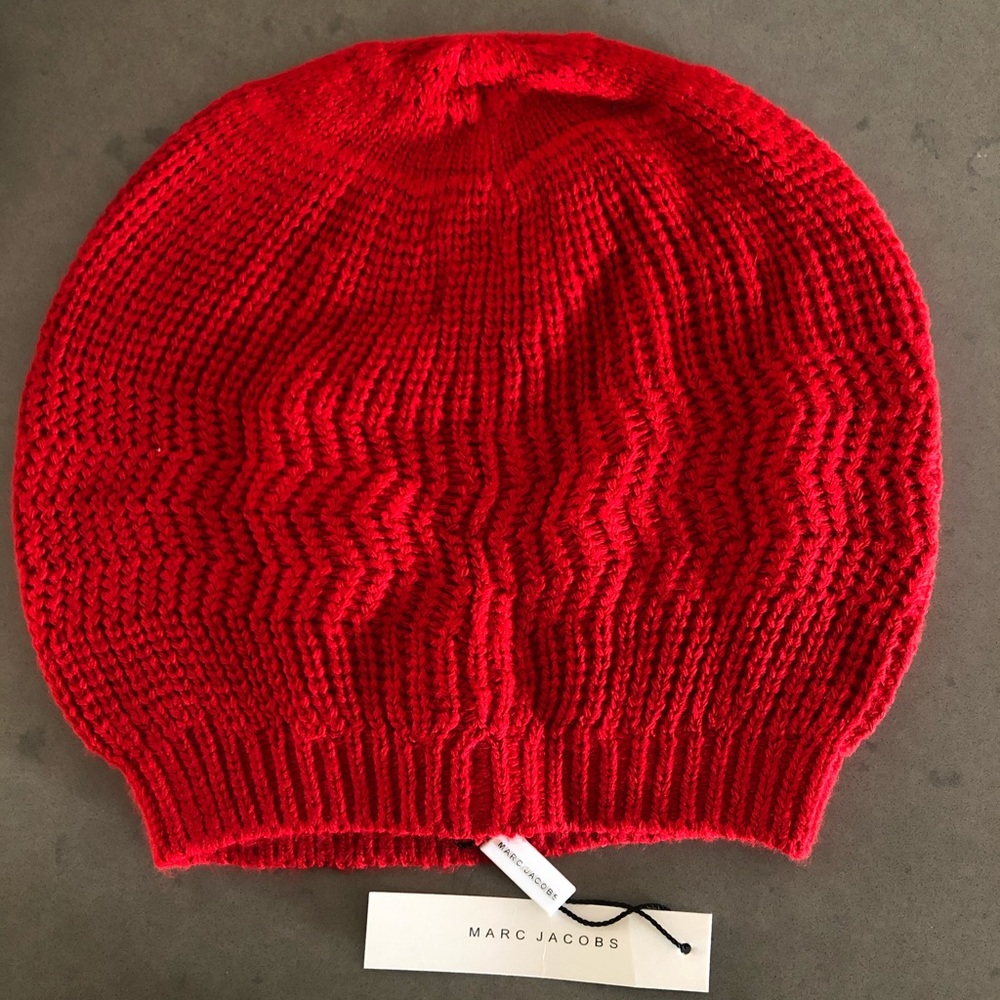 Marc Jacobs Unisex Acrylic Beanie Hat Red New